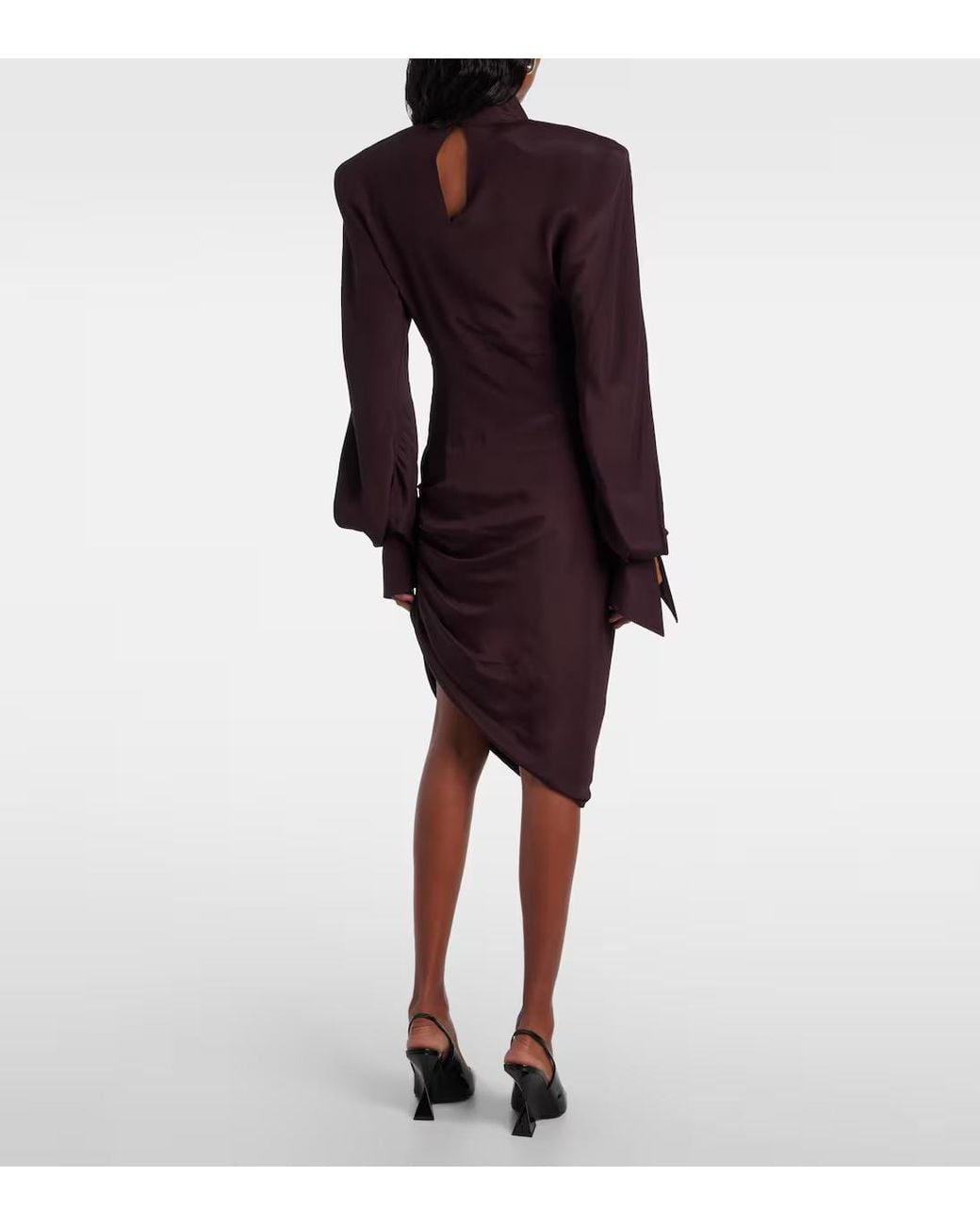 Mugler Purple Asymmetric Mini Dress With Drapes