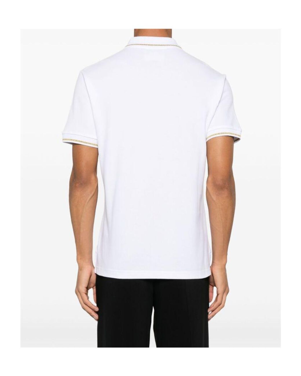 Versace Jeans White Couture Logo Embroidered Polo Shirt for men