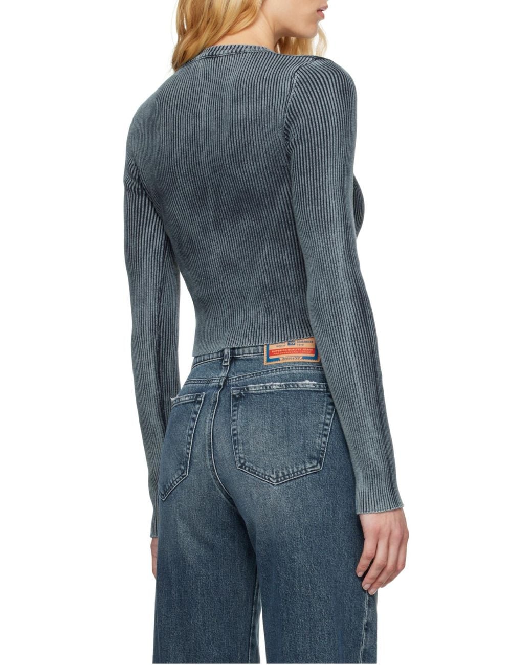 DIESEL Blue M-Anchor-A Oval D Rib-Knit Top