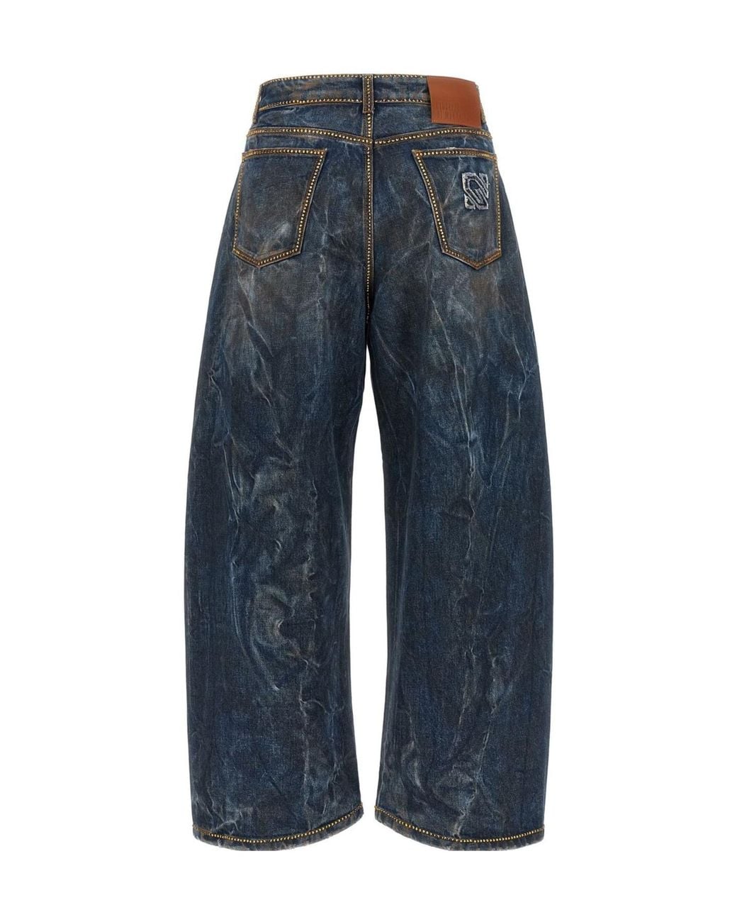 GIUSEPPE DI MORABITO Blue Rhinestone Wide-Leg Jeans