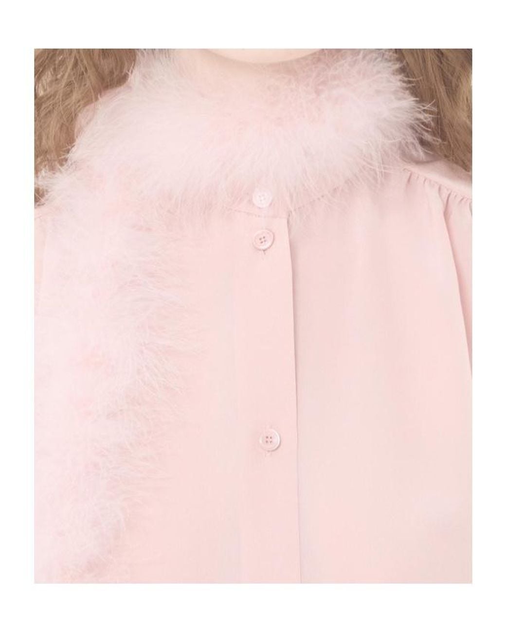 Valentino Pink Crepe De Chine Shirt With Feathers