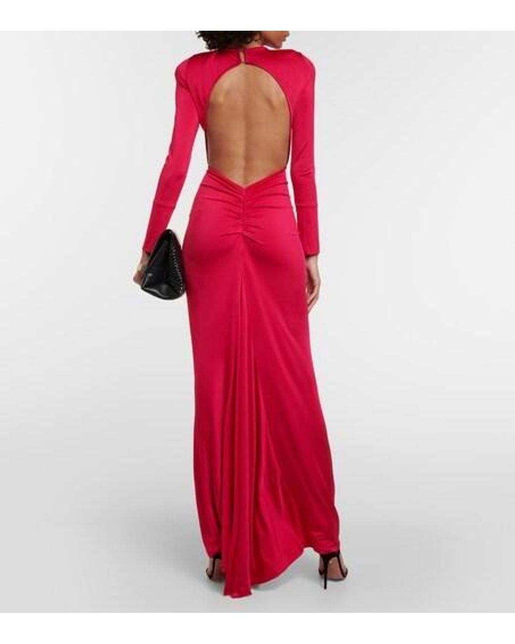 Victoria Beckham Pink Pleated Knit Maxi Skirt
