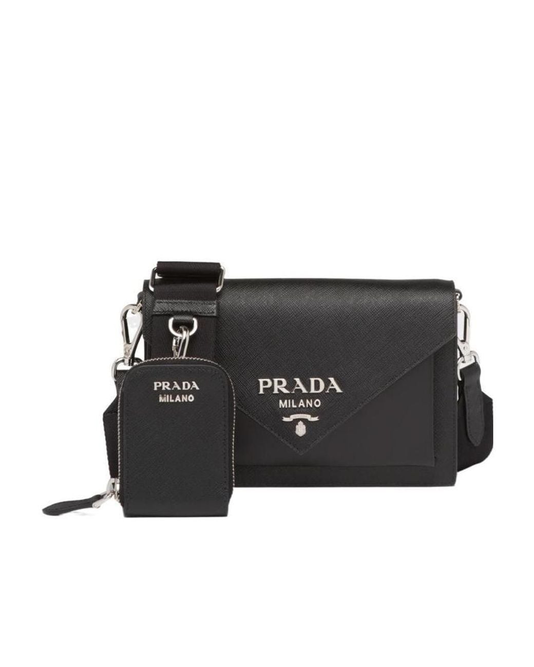 Prada Black Saffiano Leather Mini Envelope Bag