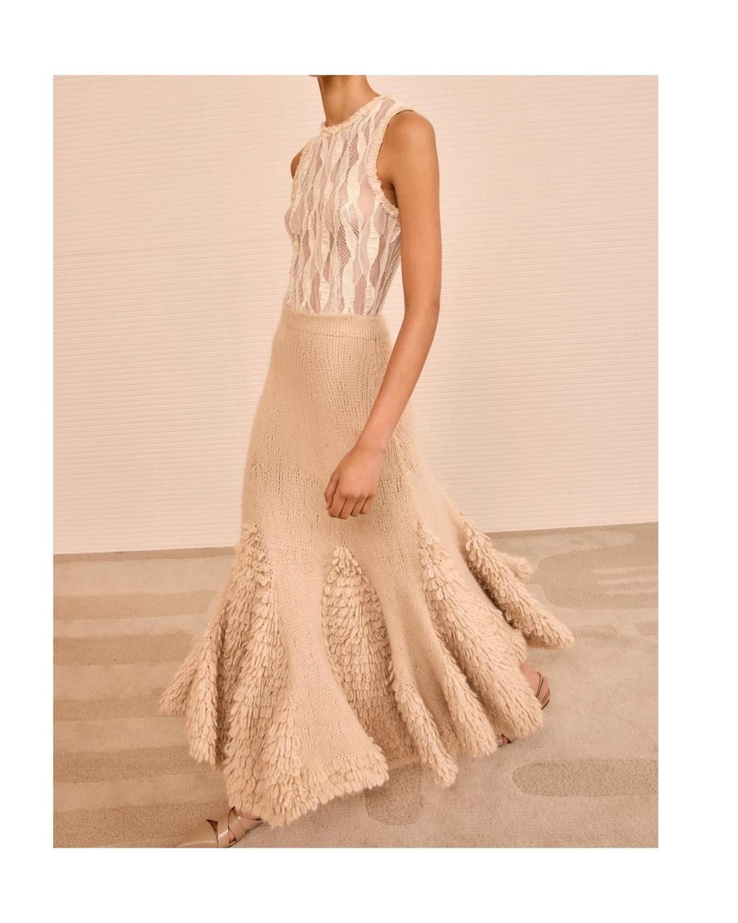 Ulla Johnson Natural Jupe Midi Circulaire En Laine