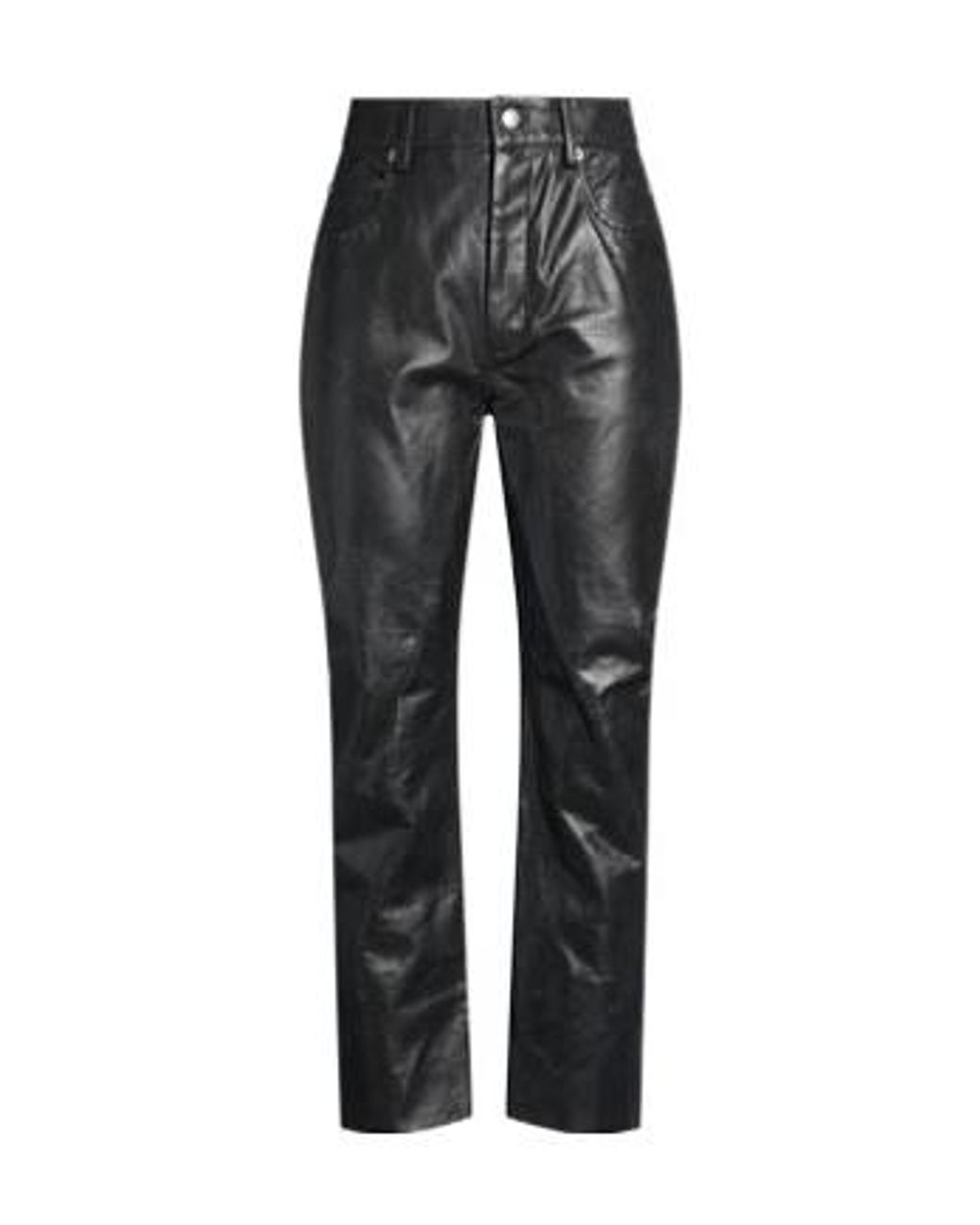 Rick Owens Gray Solid Color Leather Pants