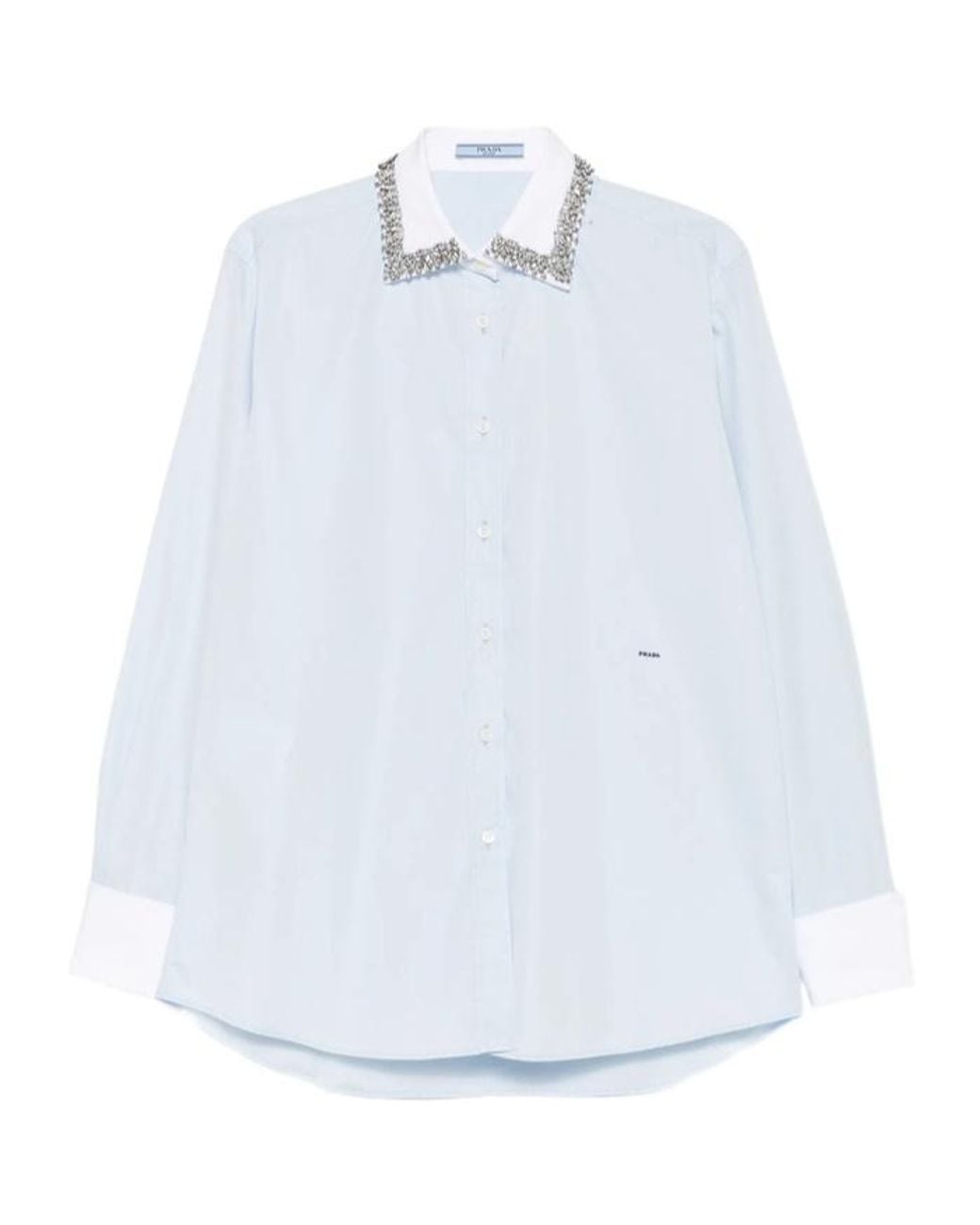 Prada White Embellished Collar Shirt