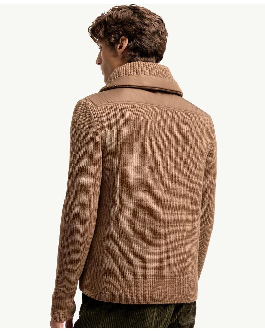 Moncler Brown Padded Wool Zip-Up Cardigan for men