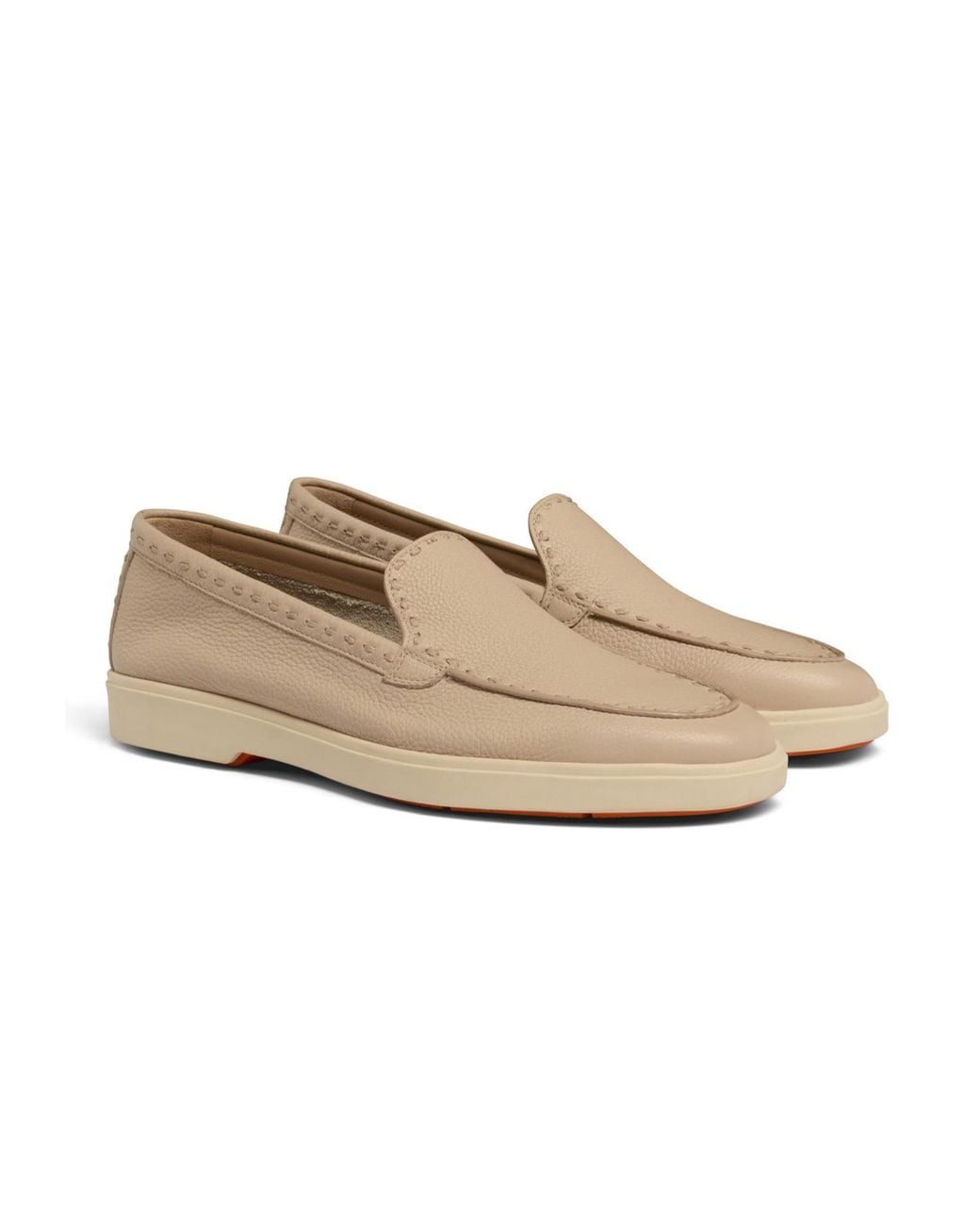 Santoni Natural Round Toe Loafers