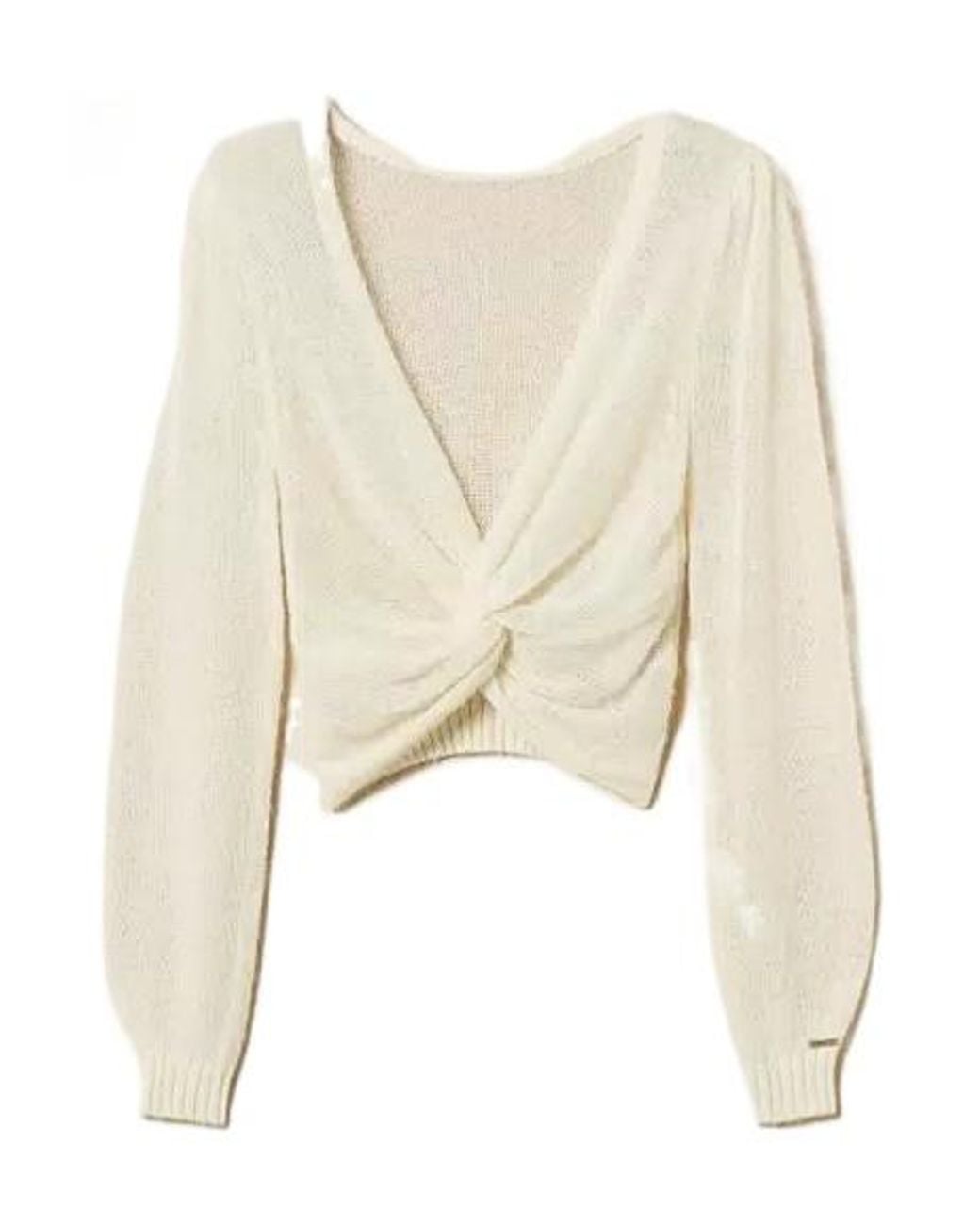 Twinset Natural Dual-Use Knit Shrug With Criss-Cross