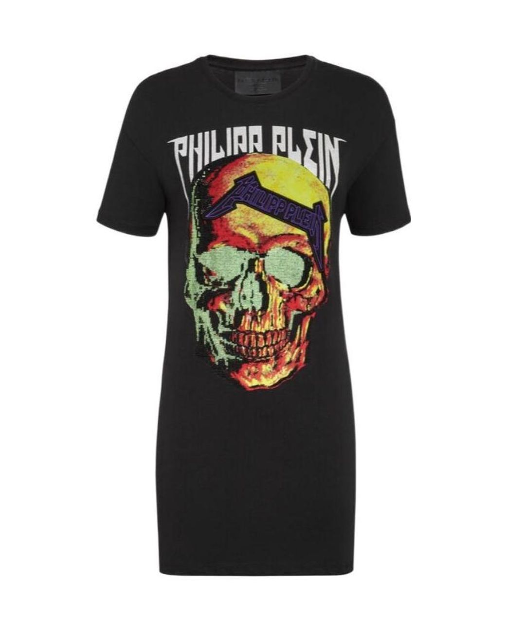 Philipp Plein Black Logo Details T-Shirt Dress