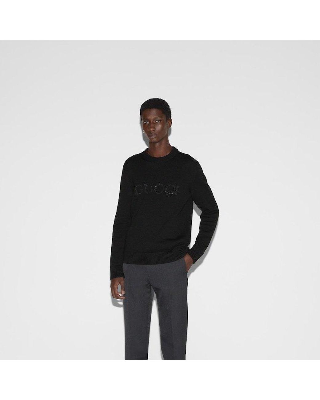Gucci Black Gg Sequinned Jumper for men