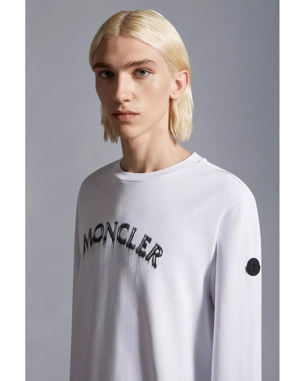 Moncler White Logo Sweatshirt for men
