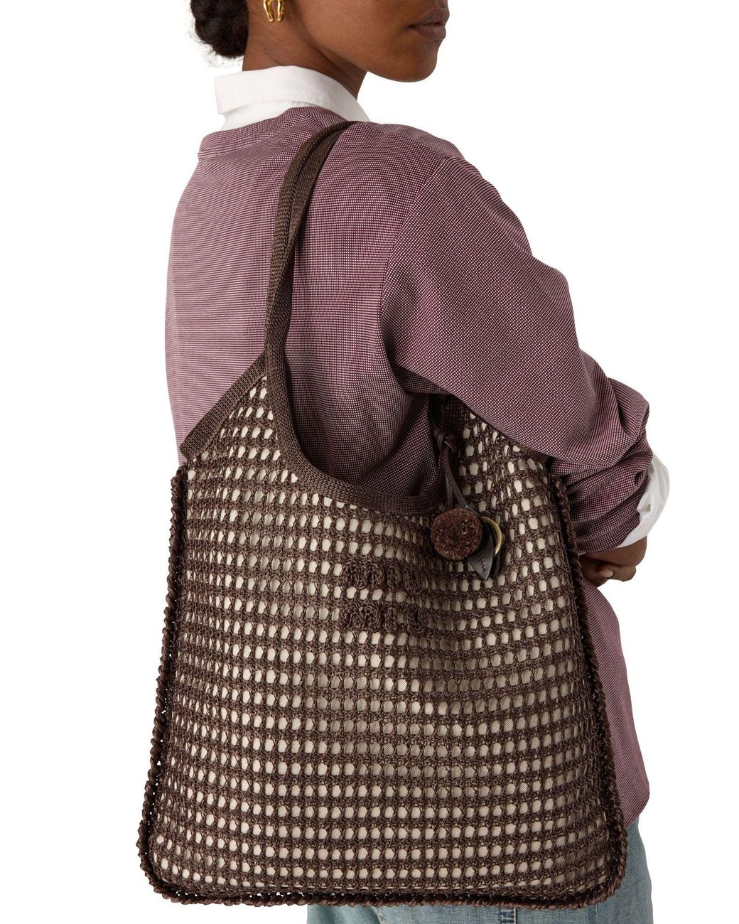 Miu Miu Brown Crochet Shoulder Bag