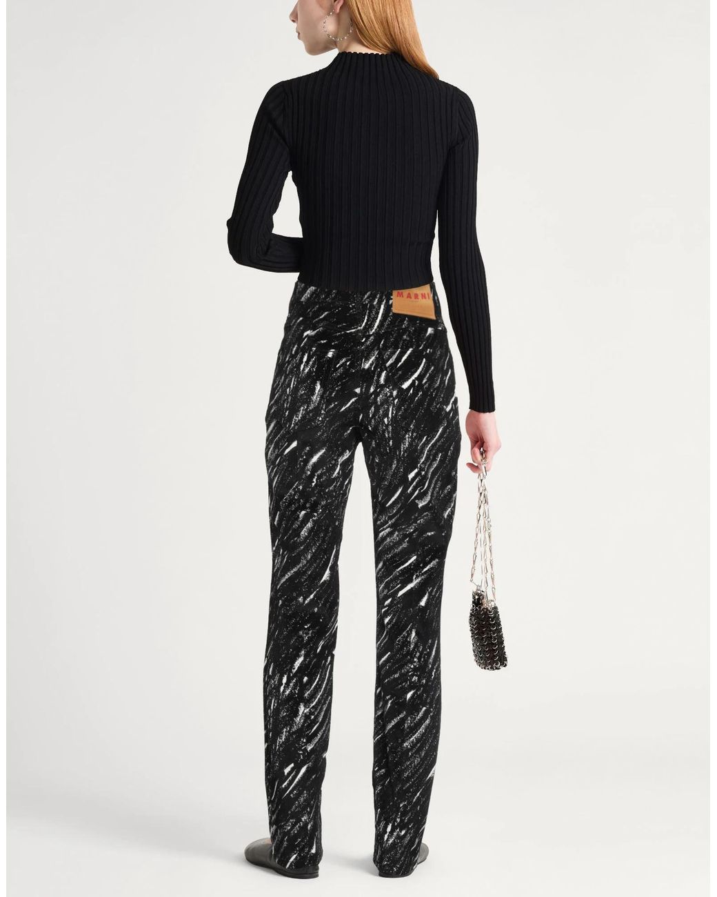 Marni Black Two-Tone Straight-Leg Pants