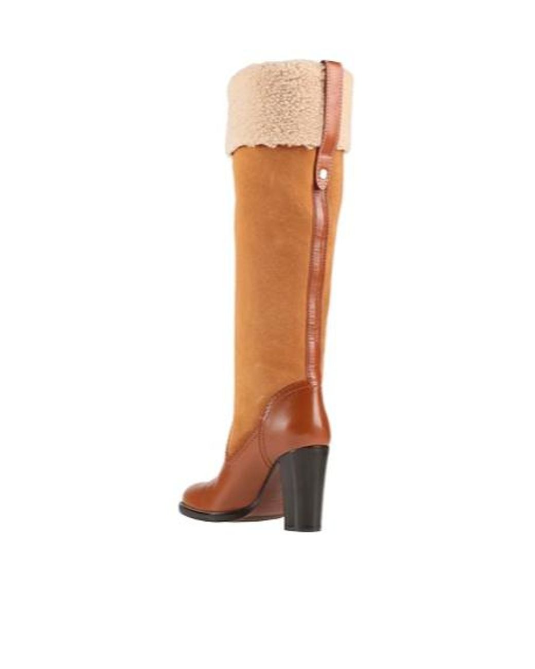 Chloé White Two-Tone Round-Toe Boots