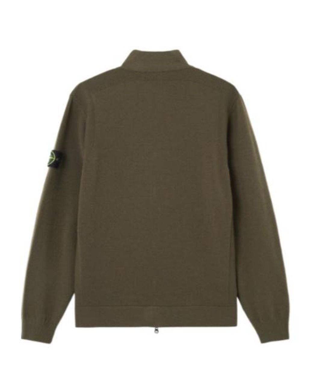 Stone Island Green Logo Patch Zip-Up Cardigan for men