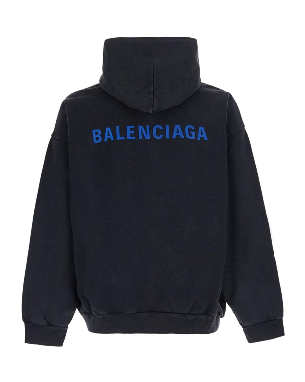Balenciaga Blue Logo Embroidered Hoodie for men