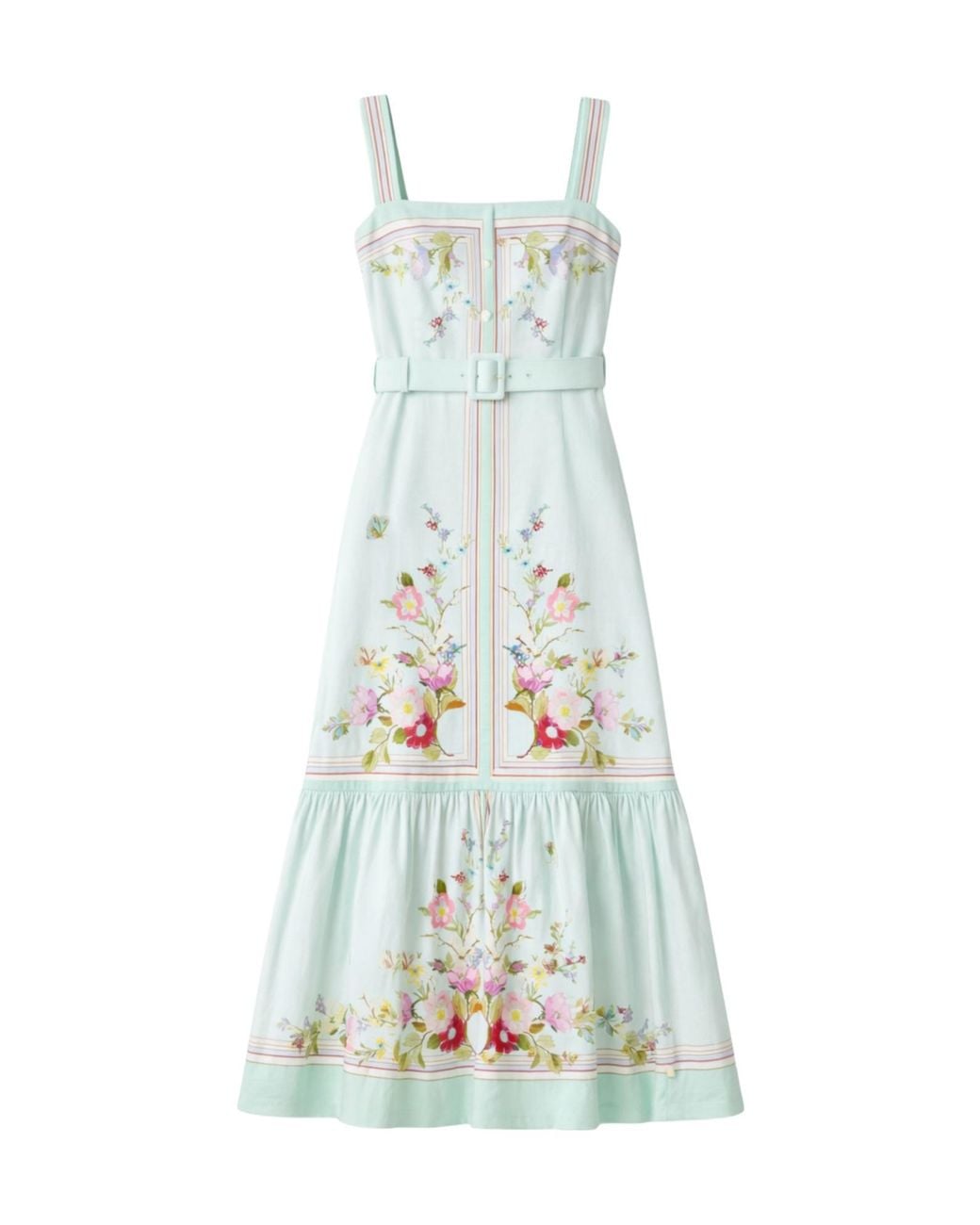 Self-Portrait White Floral Belted Midi Dress