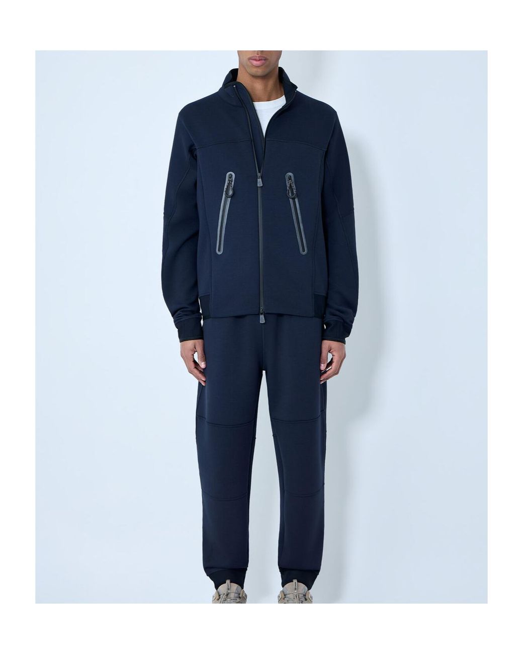 Moncler Blue Logo Zip-Up Sweatshirt for men