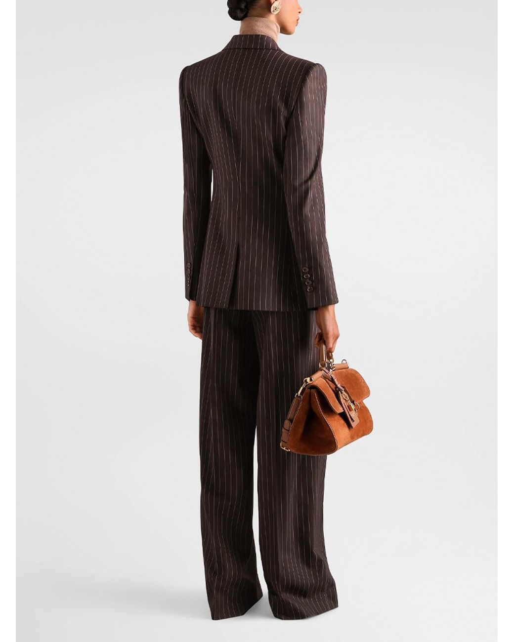 Dolce & Gabbana Brown Pleated Pinstripe Pants