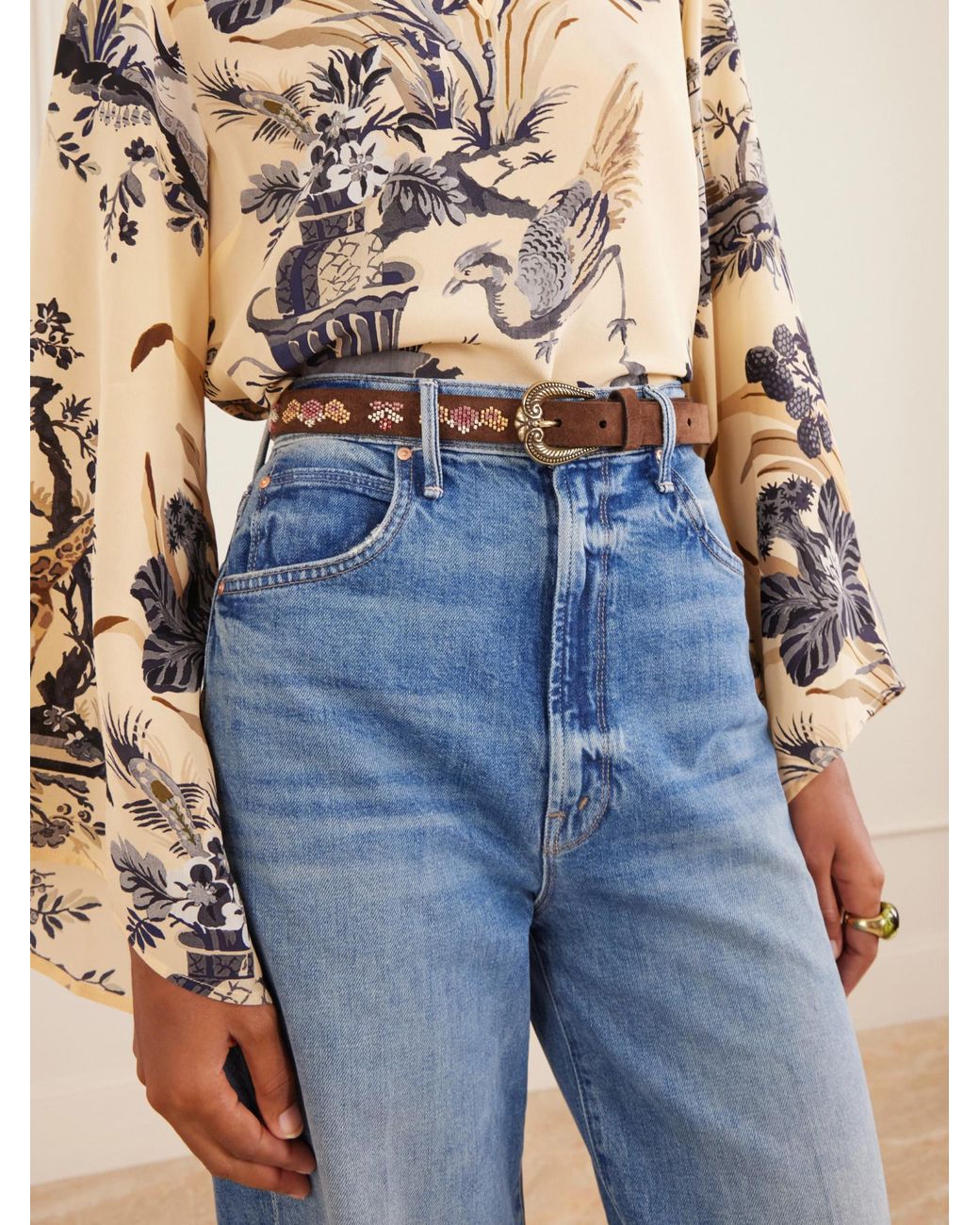 Etro Brown Beaded Suede Belt