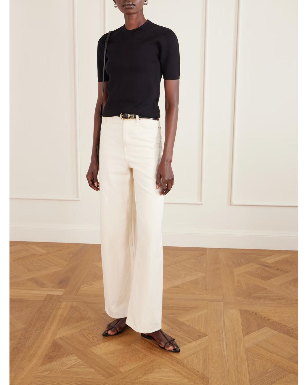 Totême Black Totême Short Sleeved Knitted Top