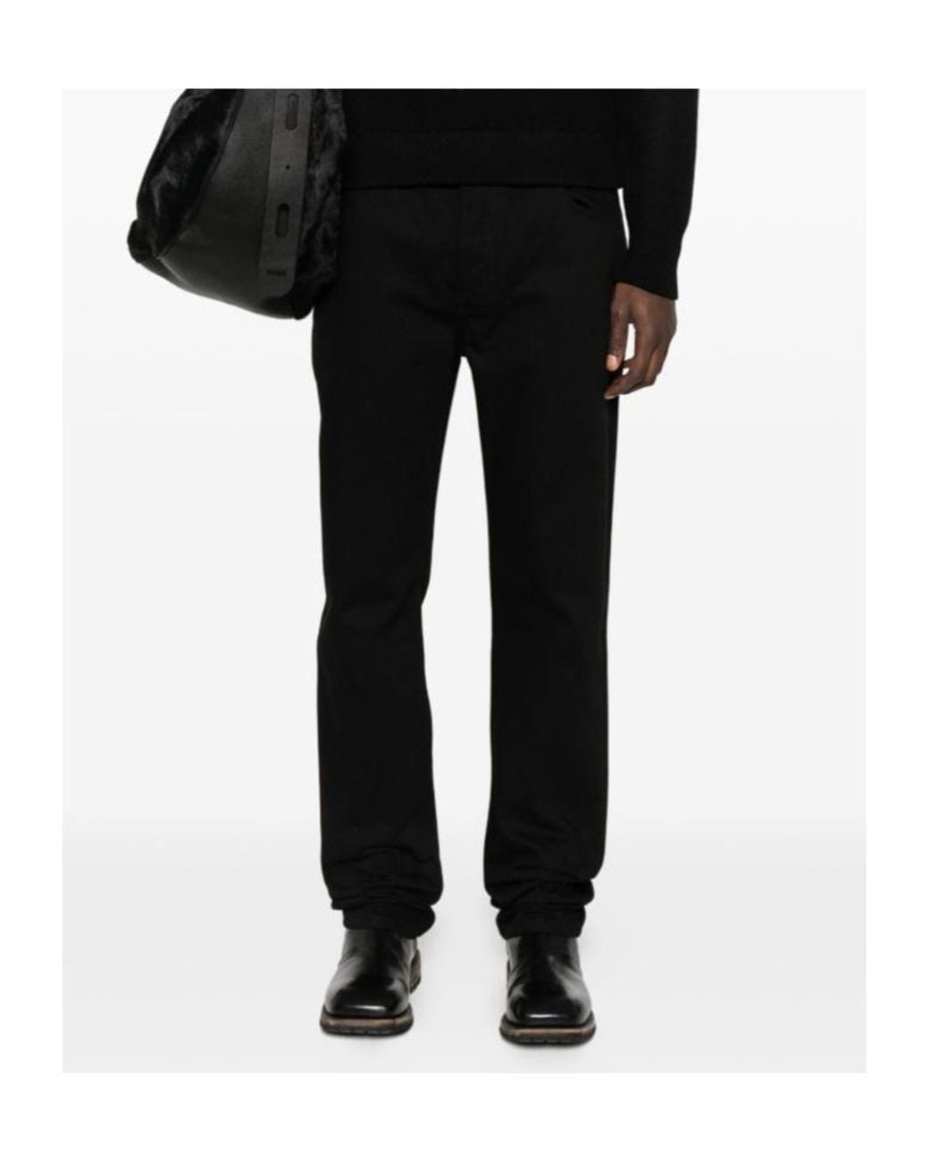 McQueen Black Straight-Leg Slim Jeans for men