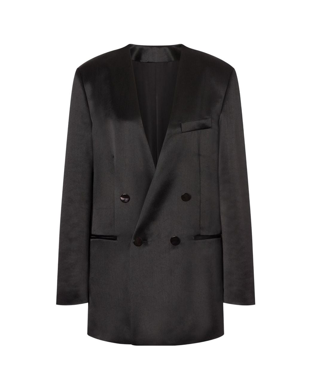 Philosophy Di Lorenzo Serafini Black Double Breasted Satin Blazer