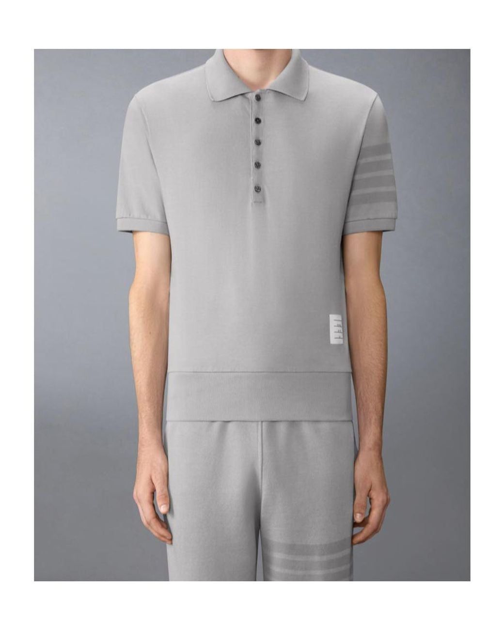 Thom Browne Gray Ottoman-Bar Top Polo for men