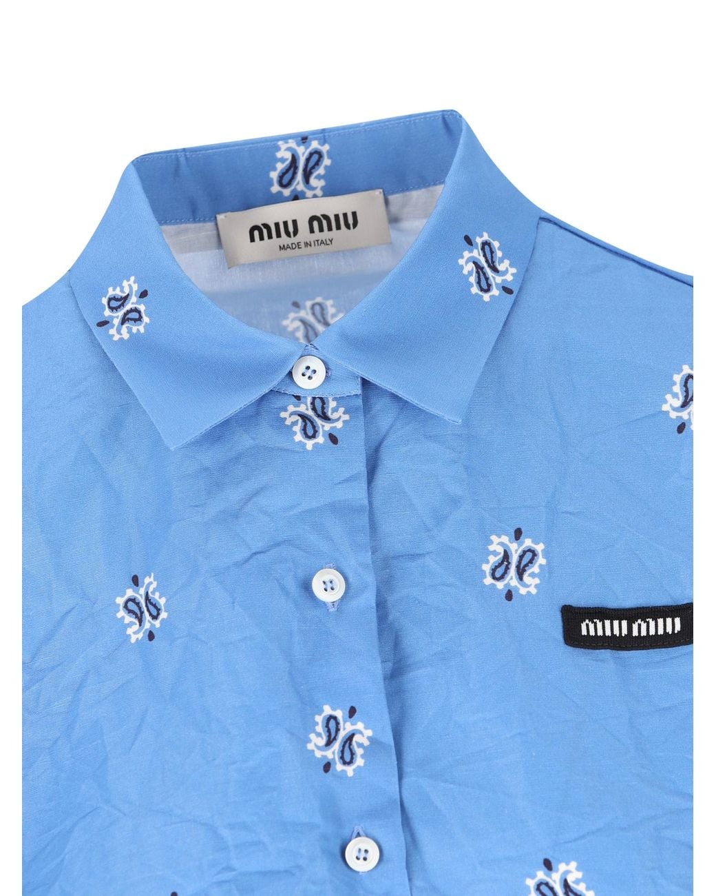Miu Miu Blue Printed Poplin Shirt