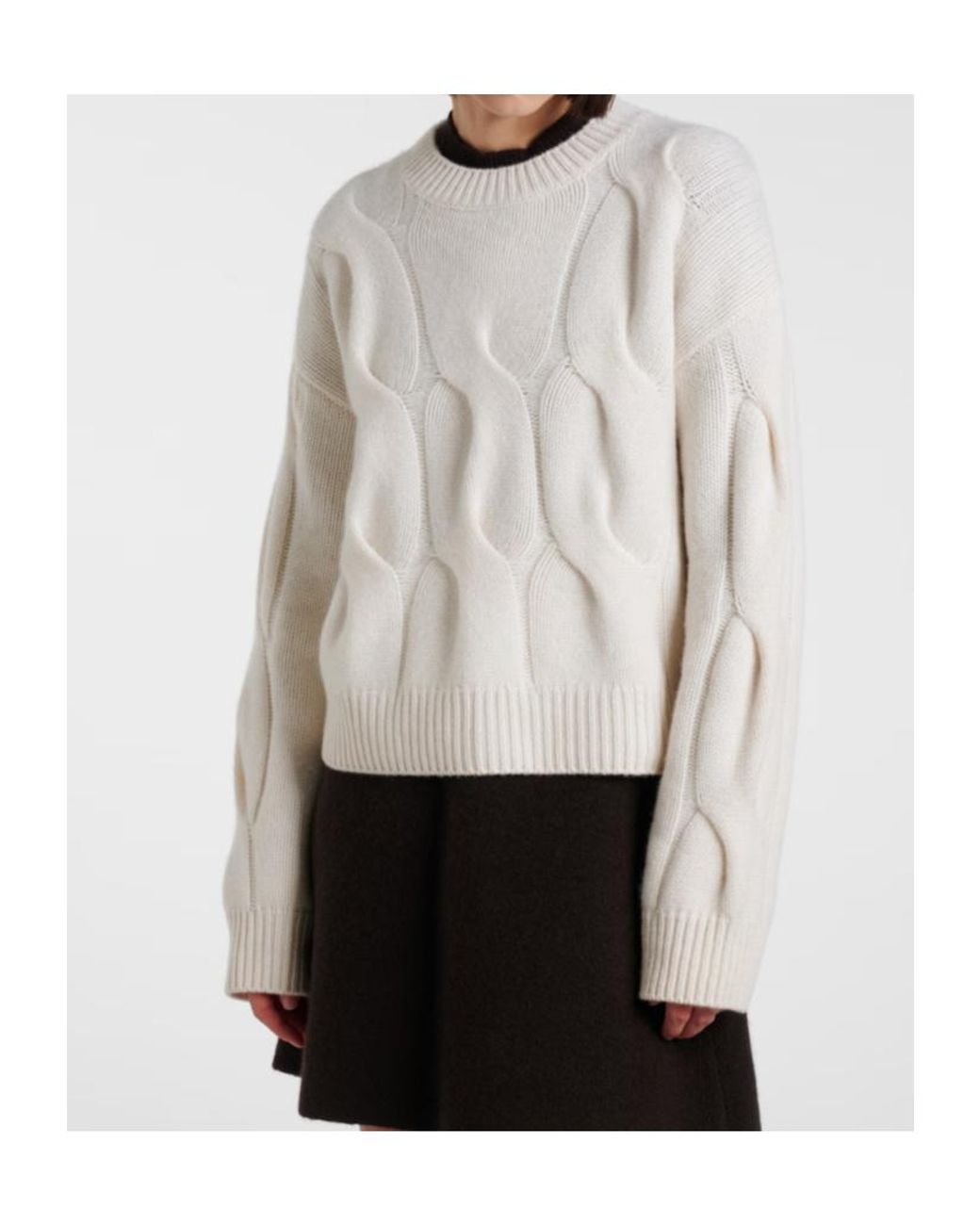 Lisa Yang White Sammie Cable-Knit Cashmere Sweater