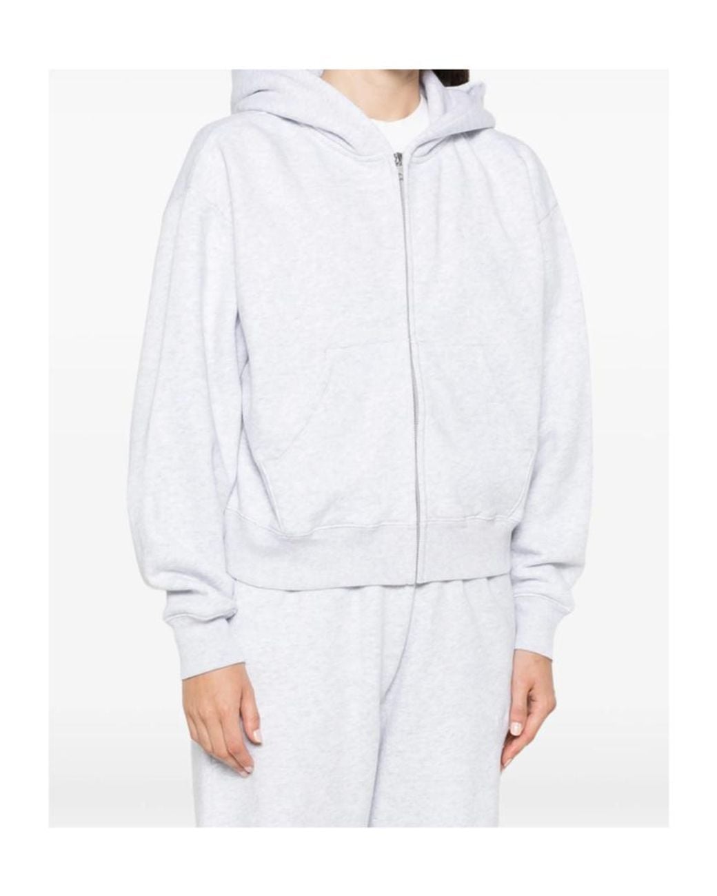 Sporty & Rich White Long-Sleeved Zip-Up Sweatshirt