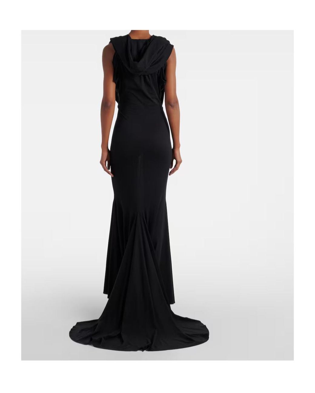 Magda Butrym Black Hooded Silk-Blend Jersey Maxi Dress