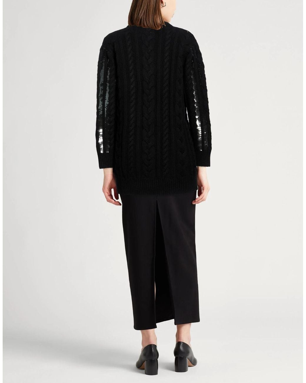 Max Mara Black Solid Color Sequin Sweater