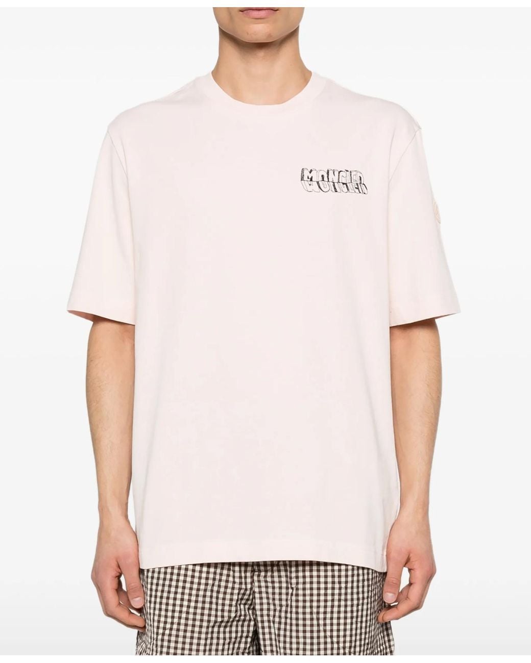 Moncler Pink Logo T-Shirt for men