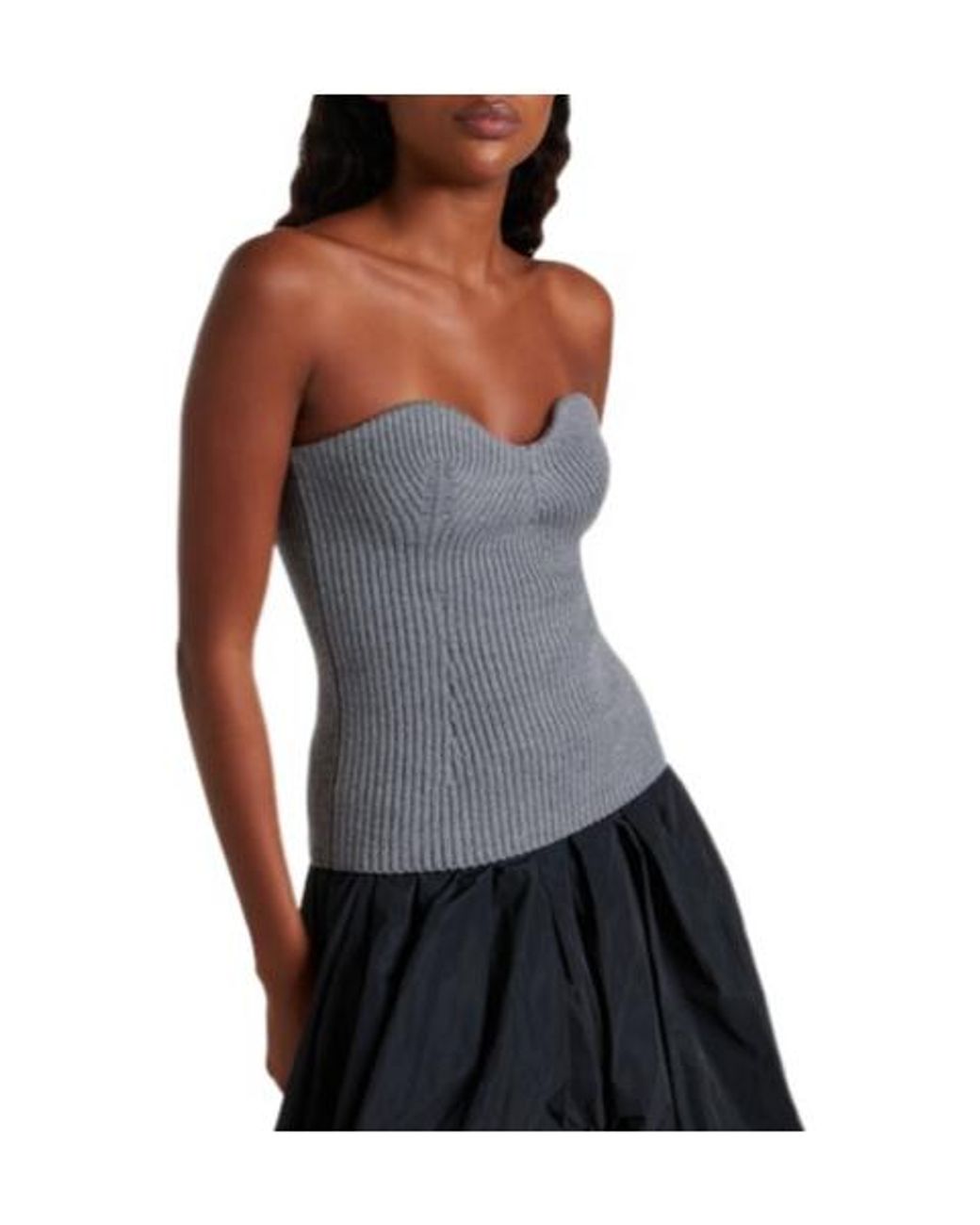 Jil Sander Gray Wool-Blend Bustier Top