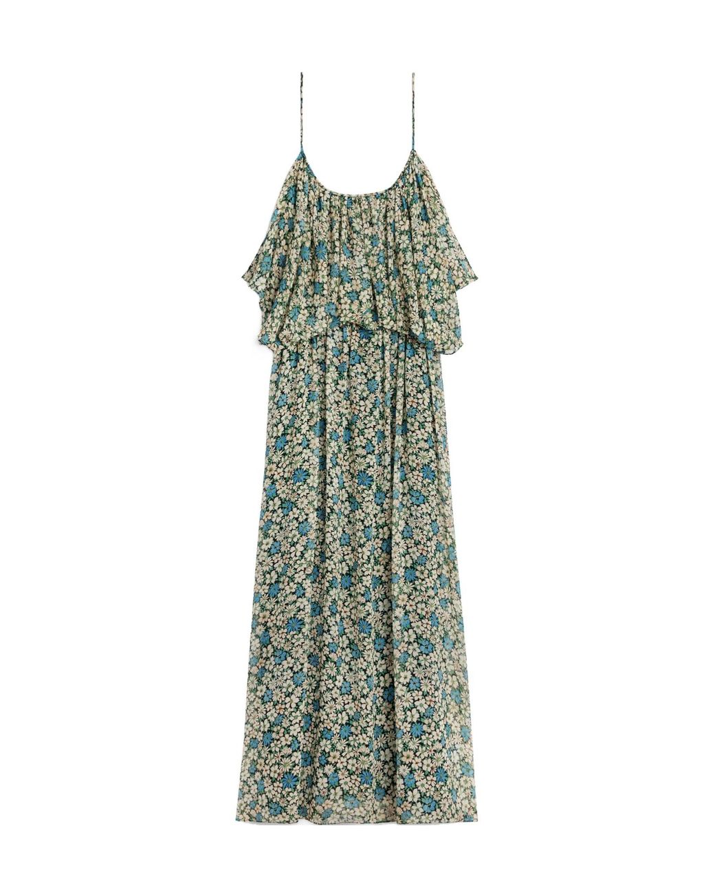 Céline Green Gathered Midi Dress