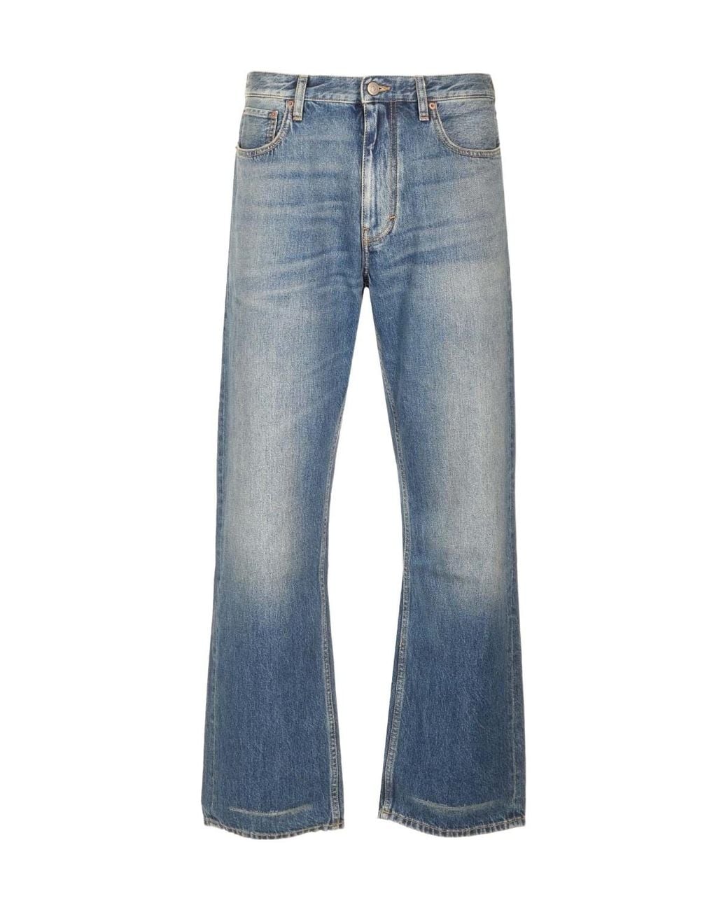 Valentino Blue Logo Patch Straight Leg Jeans for men