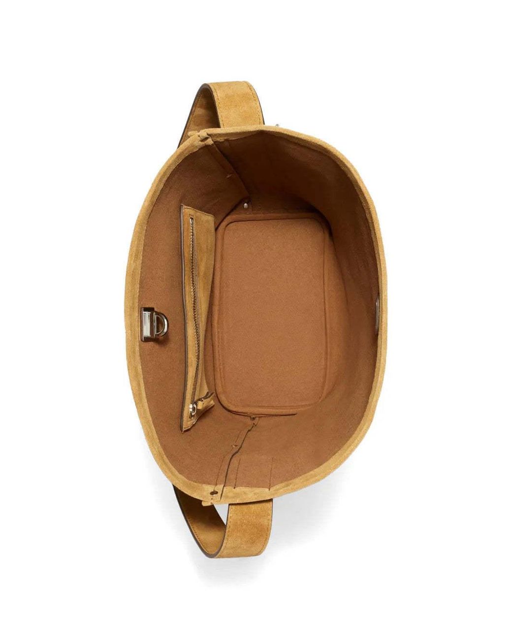 Tory Burch Brown Slim Lock Bucket Bag