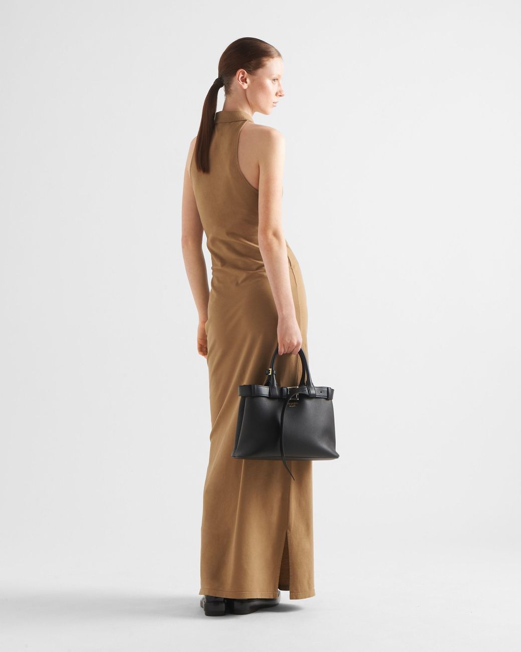 ワンピース PRADA | Pique midi-dress 33579_13CQ_F0009_S_231 PRADA Pique Midi Dress Polo Dress Short Sleeve Long Size 36