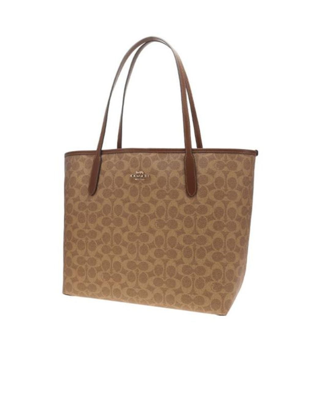 COACH Brown Logo Print Tote Bag