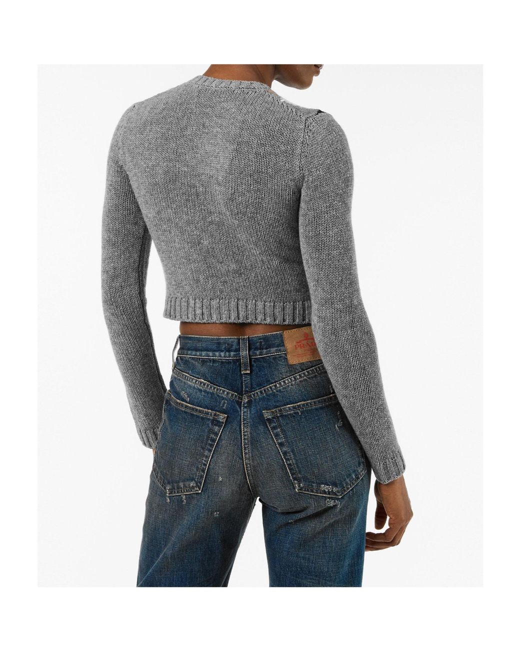 Prada Gray Cropped Knit Cardigan