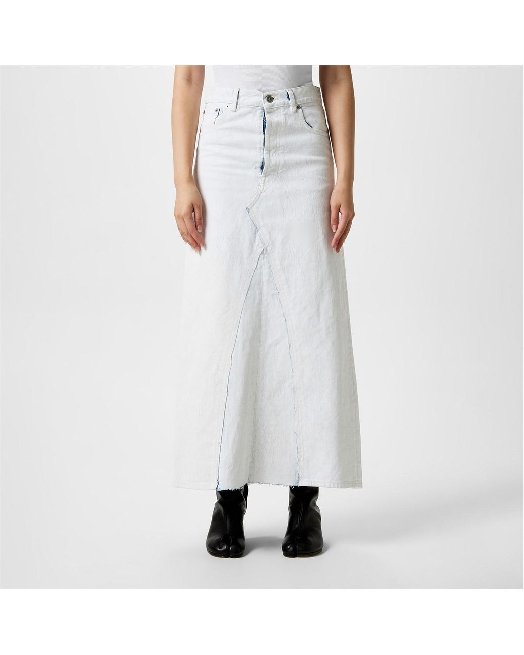 Maison Margiela White Painted Denim Skirt