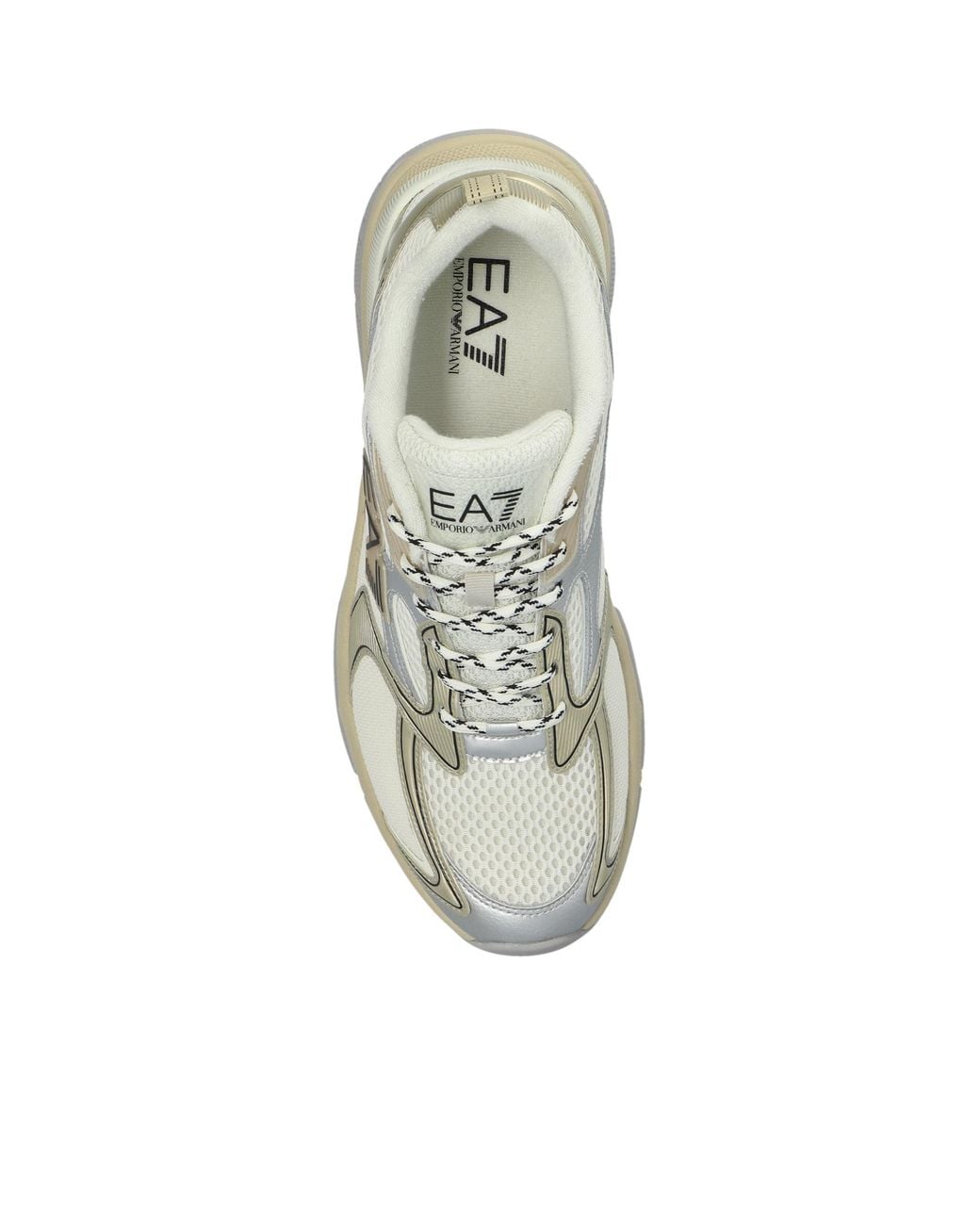 EA7 White Mesh Lace-Up Sneakers for men