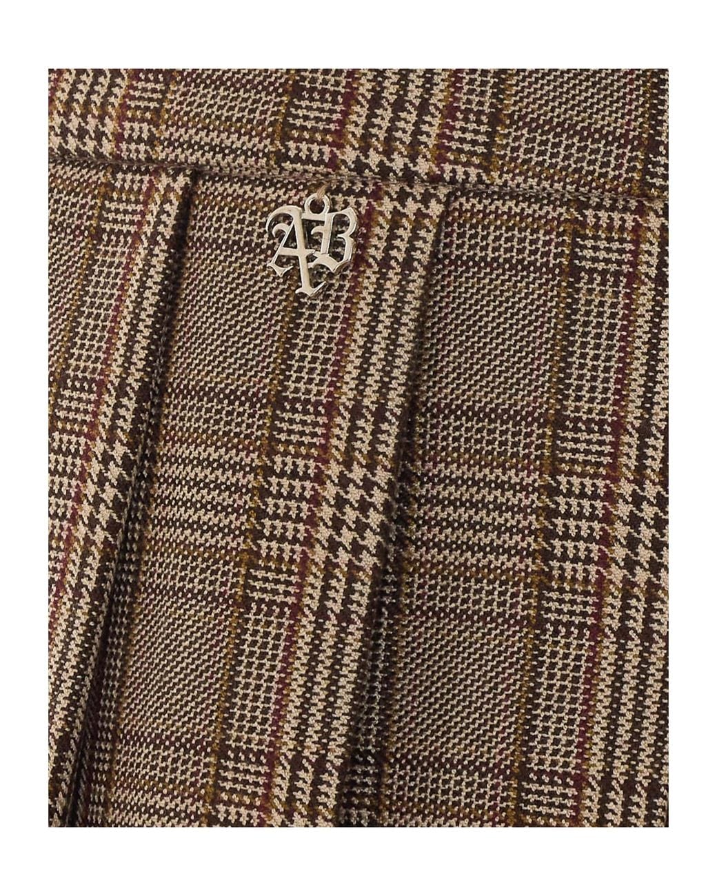 Aniye By Brown Pleated Check Mini Skirt