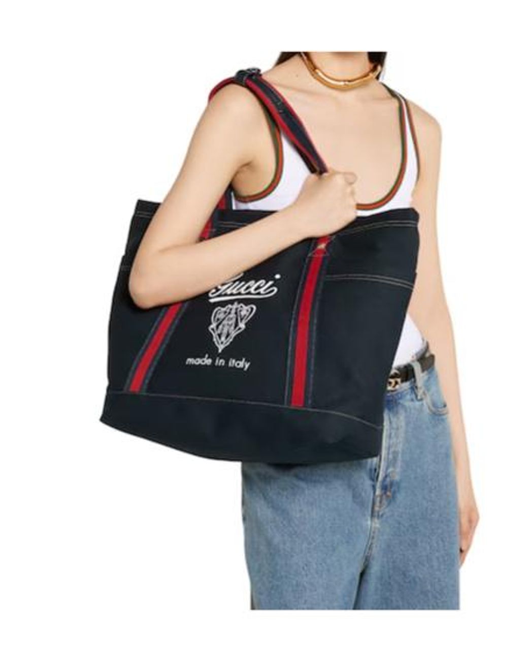 Gucci Black Large Printed Tote Bag for men