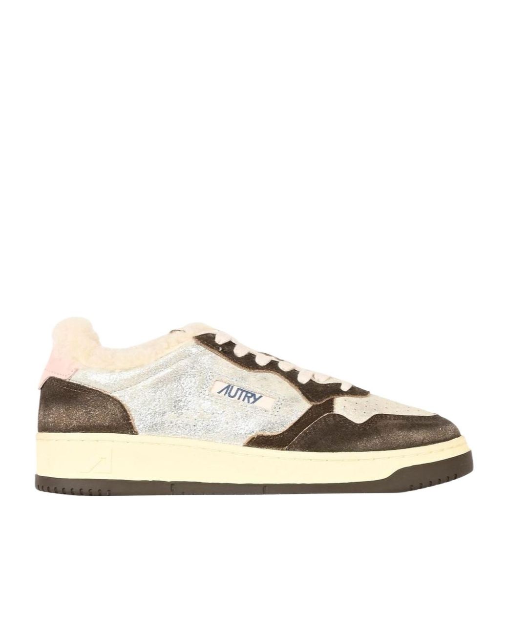 Autry Natural Shearling Trim Low-Top Sneakers