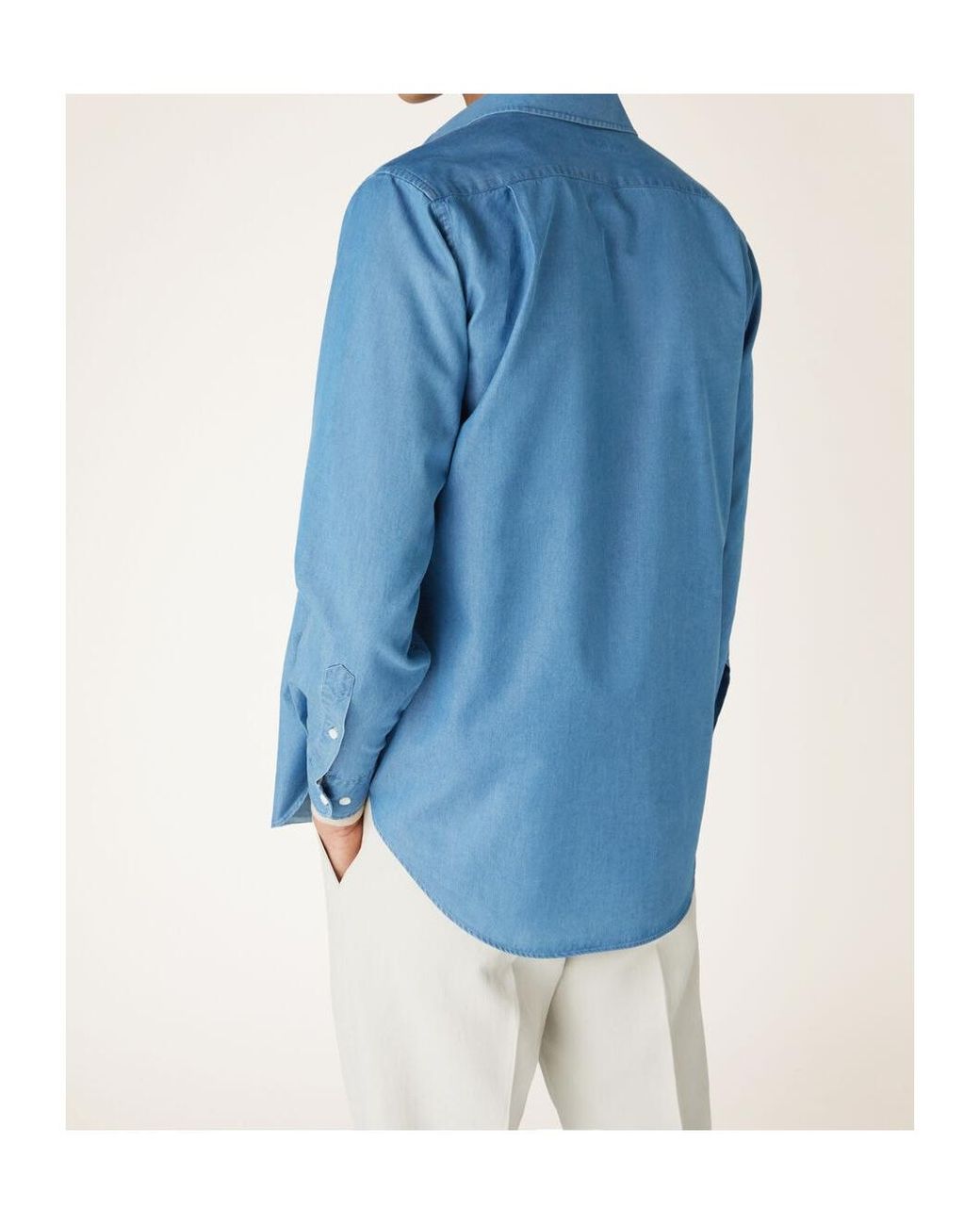 Loro Piana Blue Chest Pocket Long-Sleeved Shirt for men