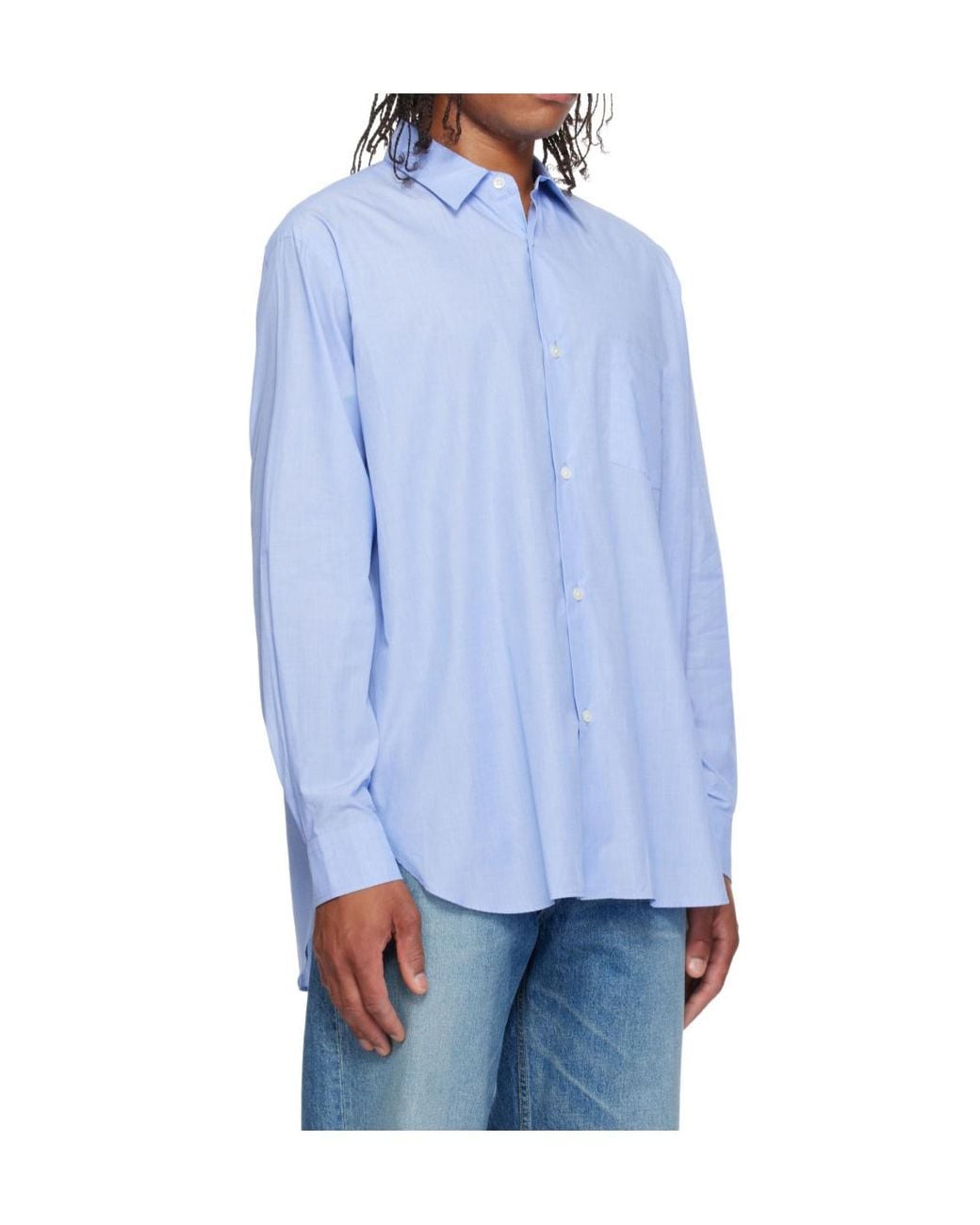 Ssstein Blue Relaxed-Fit Shirt With A Standard Collar for men