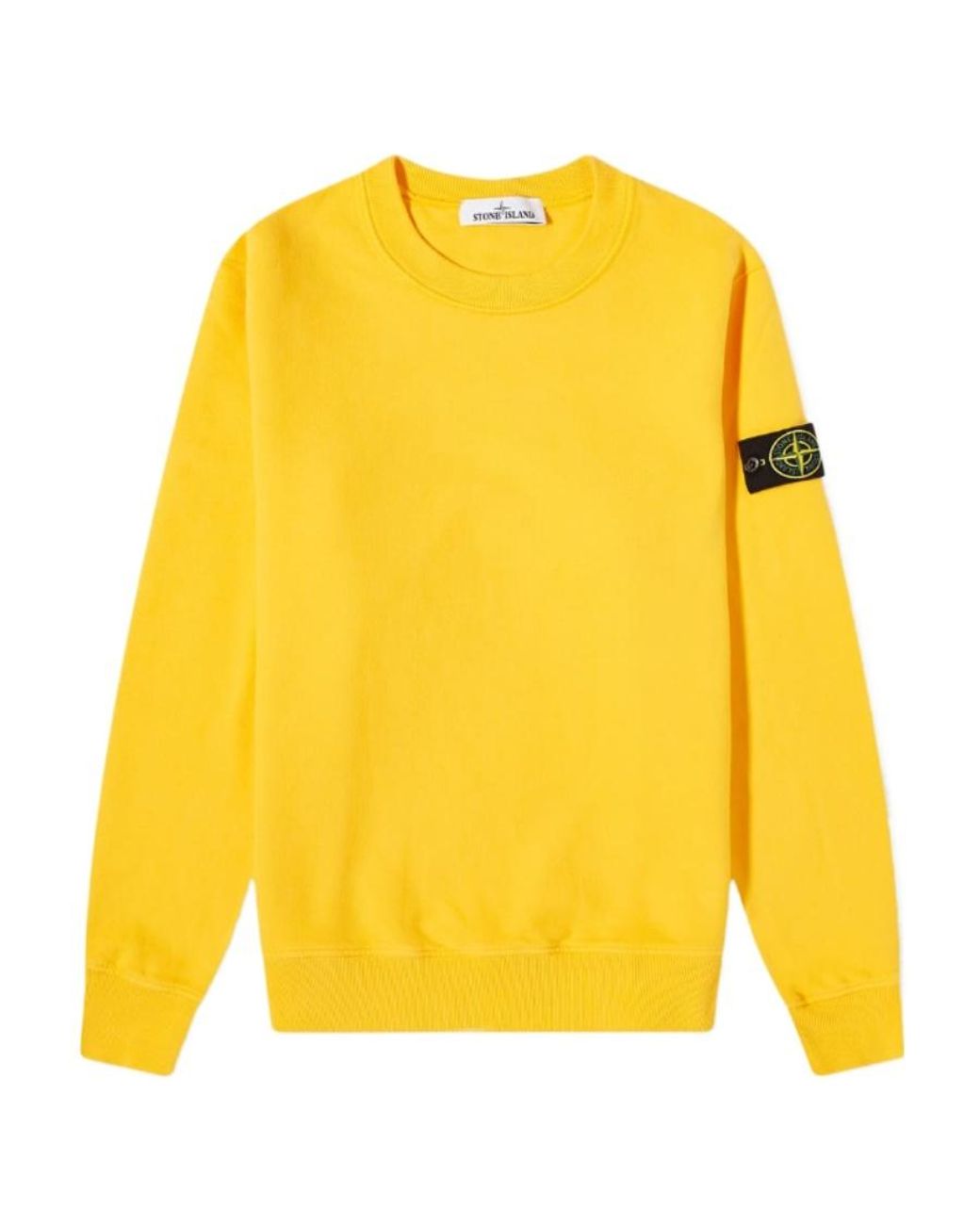 Stone Island Yellow Logo Patch Crew Neck Sweatshirt for men